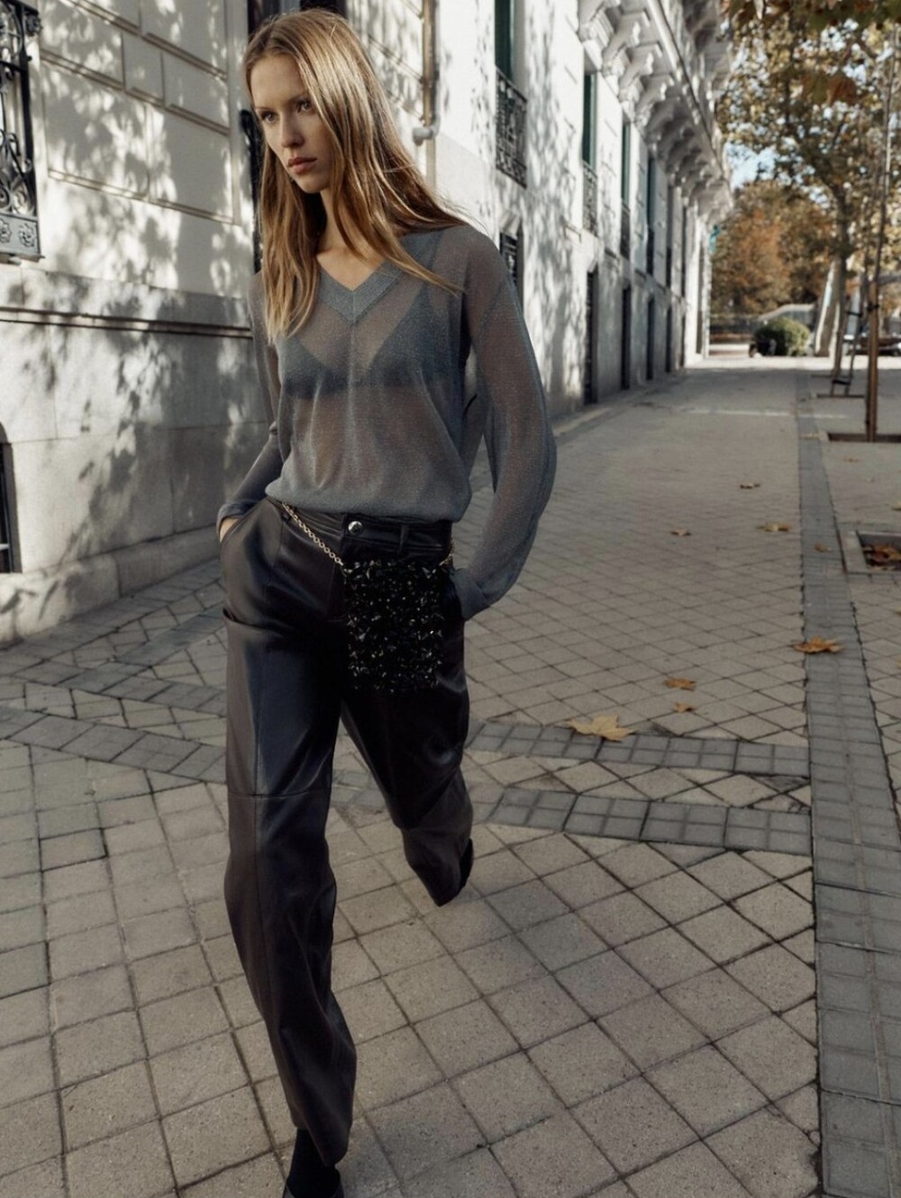 ZARA FAUX LEATHER STRAIGHT PANTS